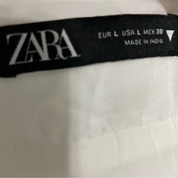 Zara Lace Eyelet White Cotton Mini Prairie Bow Tie Dress - Picture 4 of 5